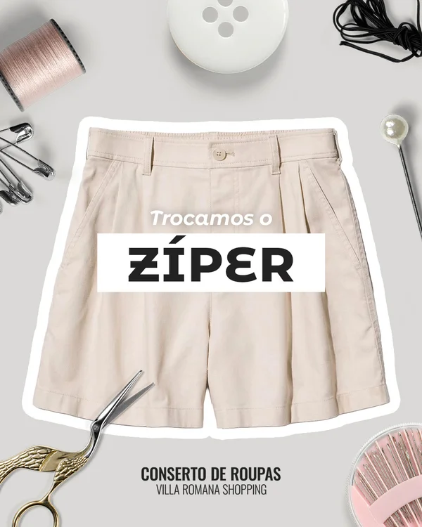 Troca de zíper de shorts